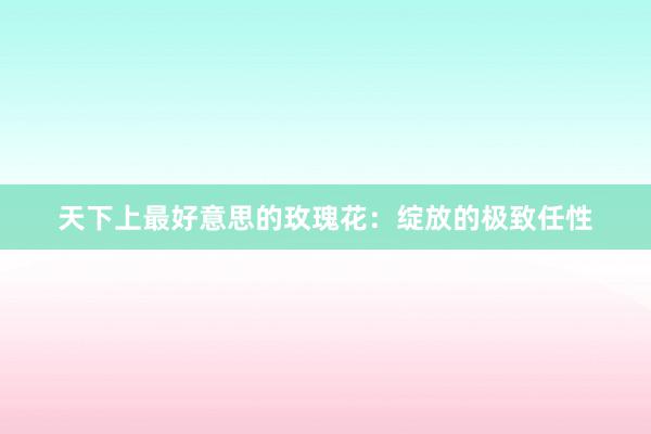 天下上最好意思的玫瑰花：绽放的极致任性